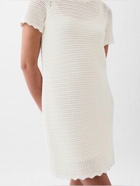 GAP Cream Short Sleeve Crochet Dress